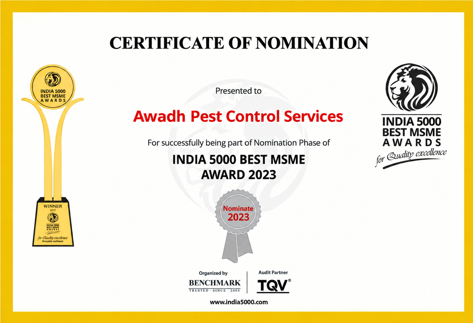 CERTIFICATE OF NOMINATION