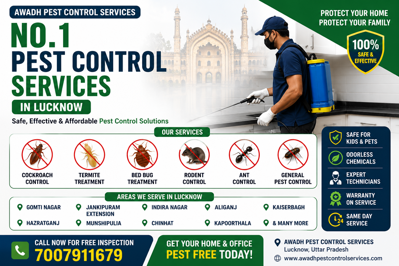 Home pest control spray treatment in Indira Nagar Lucknow